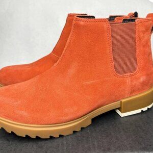 Sorel Emelie - Chelsea Suede Ankle Boots - Red/Orange - Like New